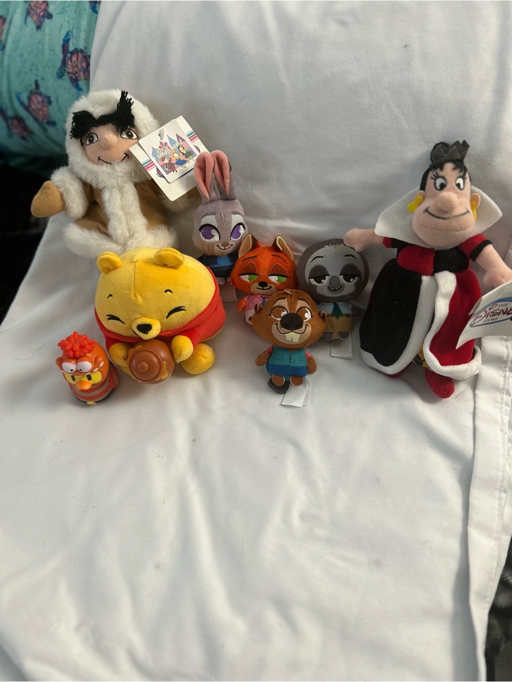 Lot of 7 Disney themed plush and 1 Anxiety rubber duck